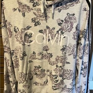 Calvin Klein Gray and Purple Floral Hoodie